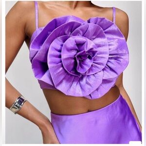 Show Me Your MuMu Rose Violet Taffeta Formal Crop Top, XXL, NWT